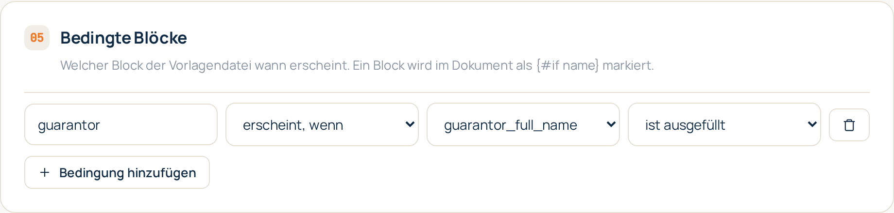 Eine Vorlage statt fünf