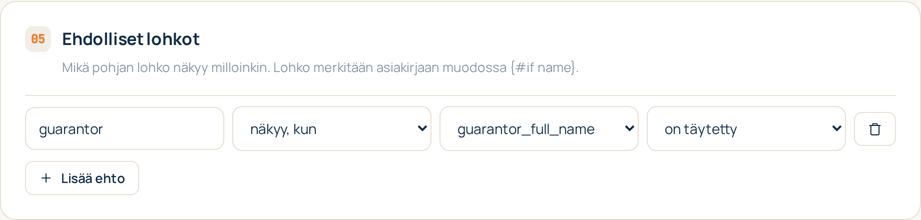 Yksi malli viiden sijaan