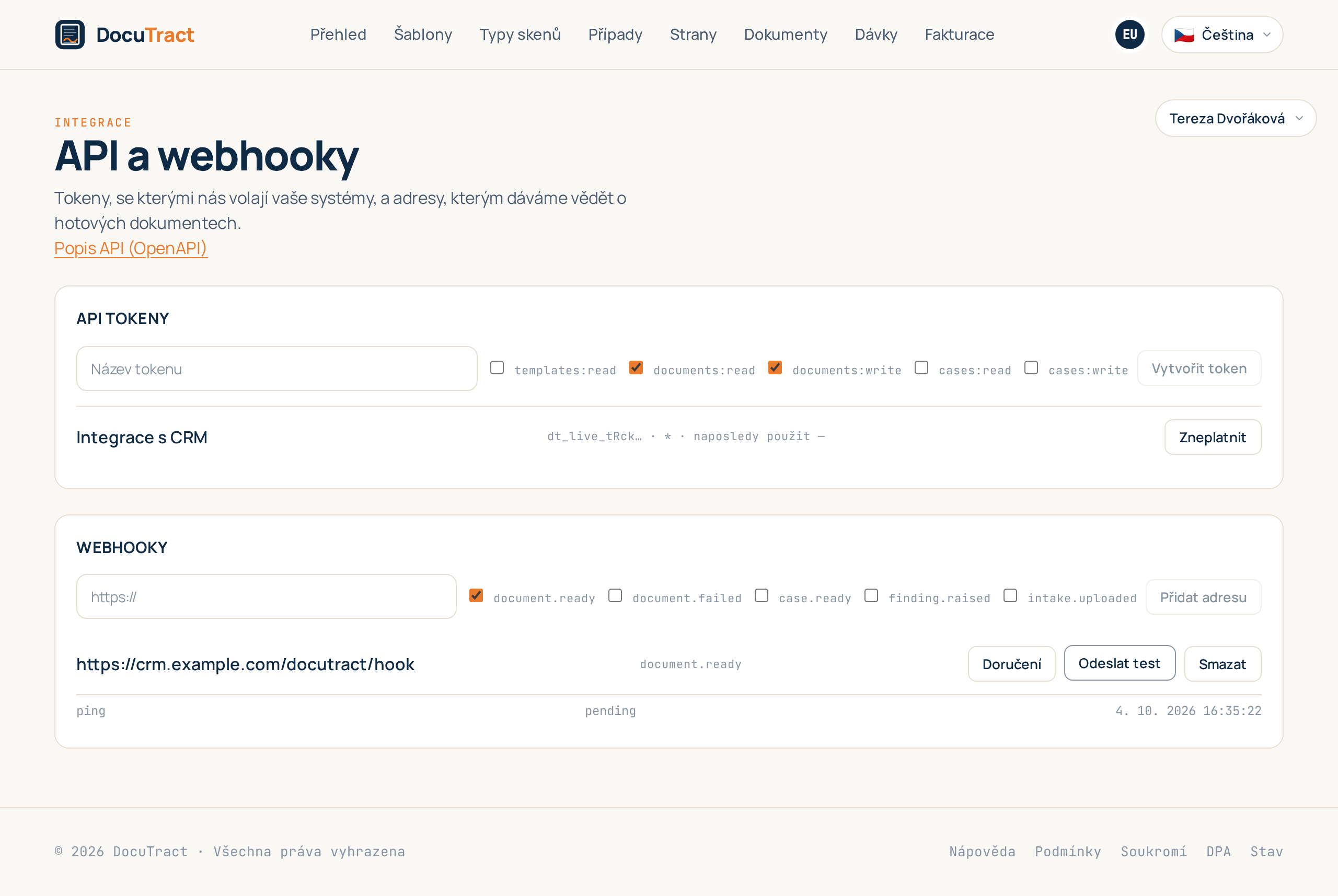 Protokol doručení pro adresu webhooku: události, pokusy a kódy odpovědí