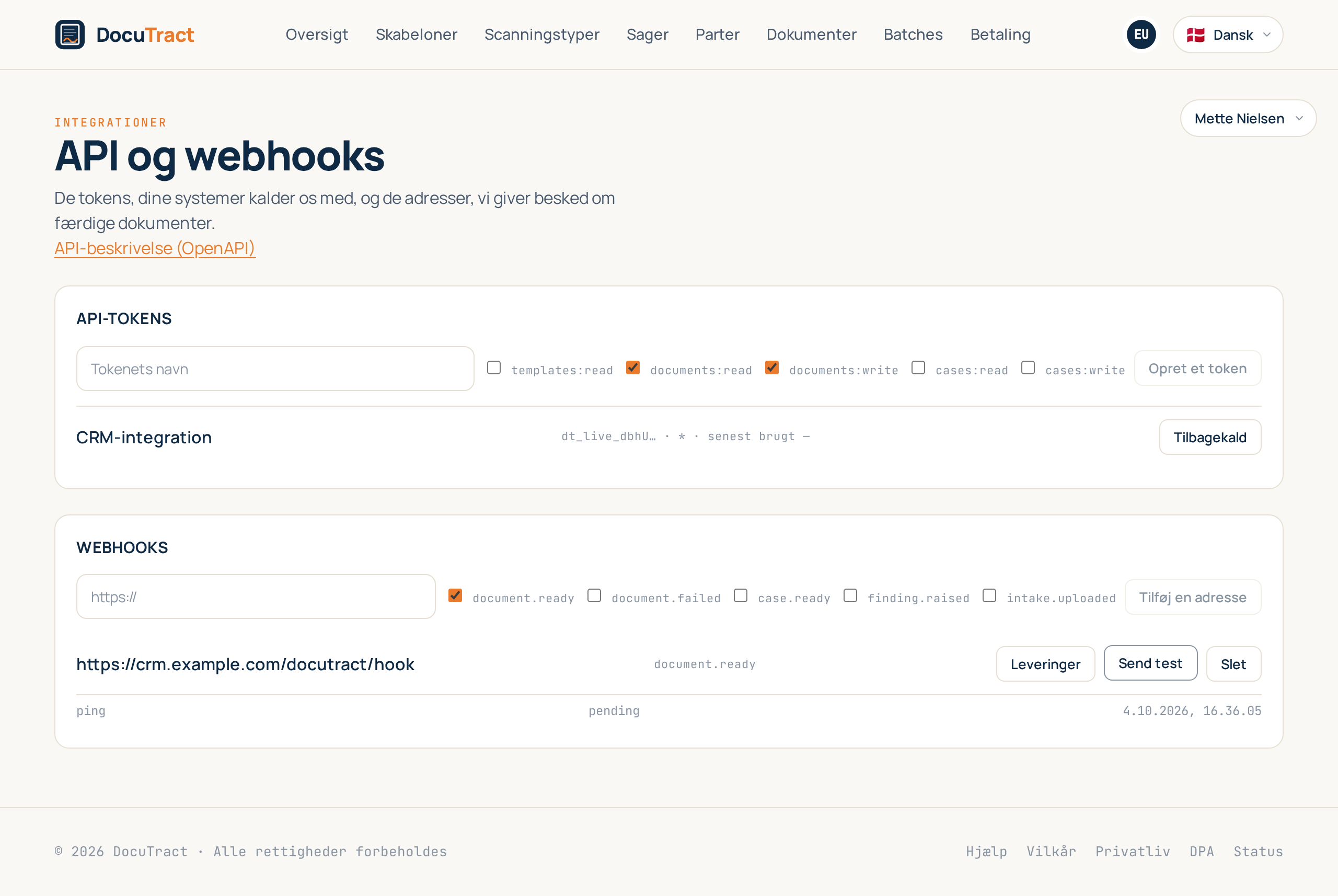 Leveringsloggen for en webhook-adresse: hændelser, forsøg og svarkoder