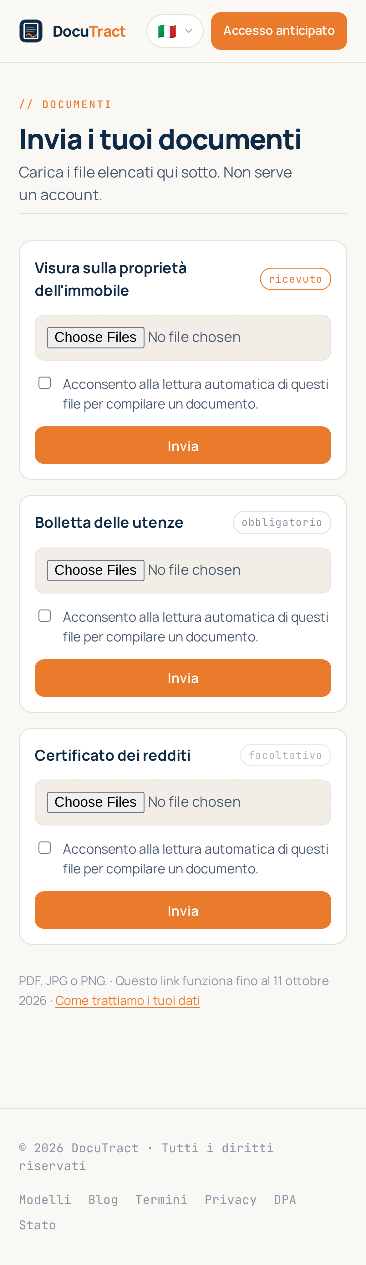 La stessa pagina su un telefono