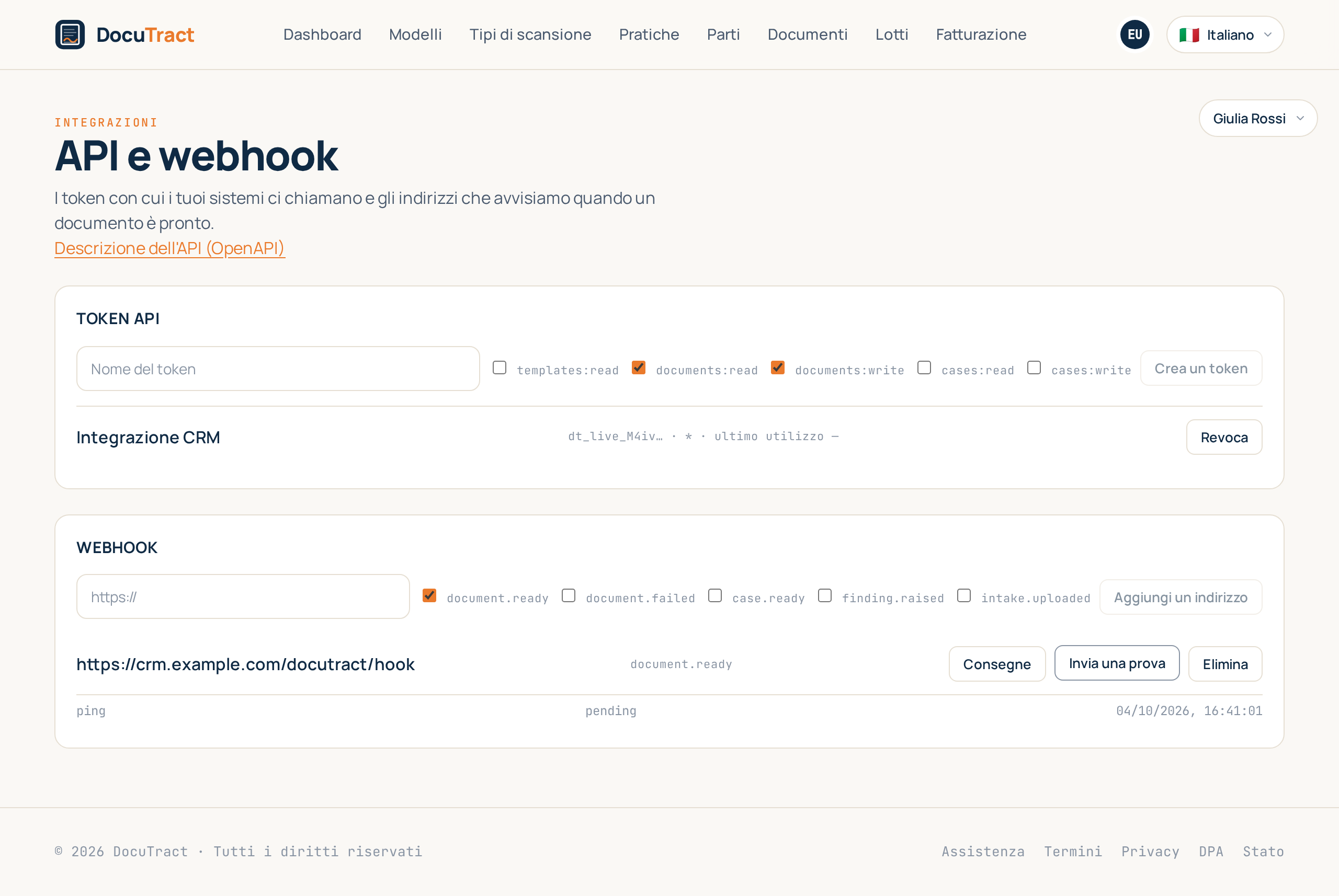 Il registro delle consegne di un indirizzo webhook: eventi, tentativi e codici di risposta