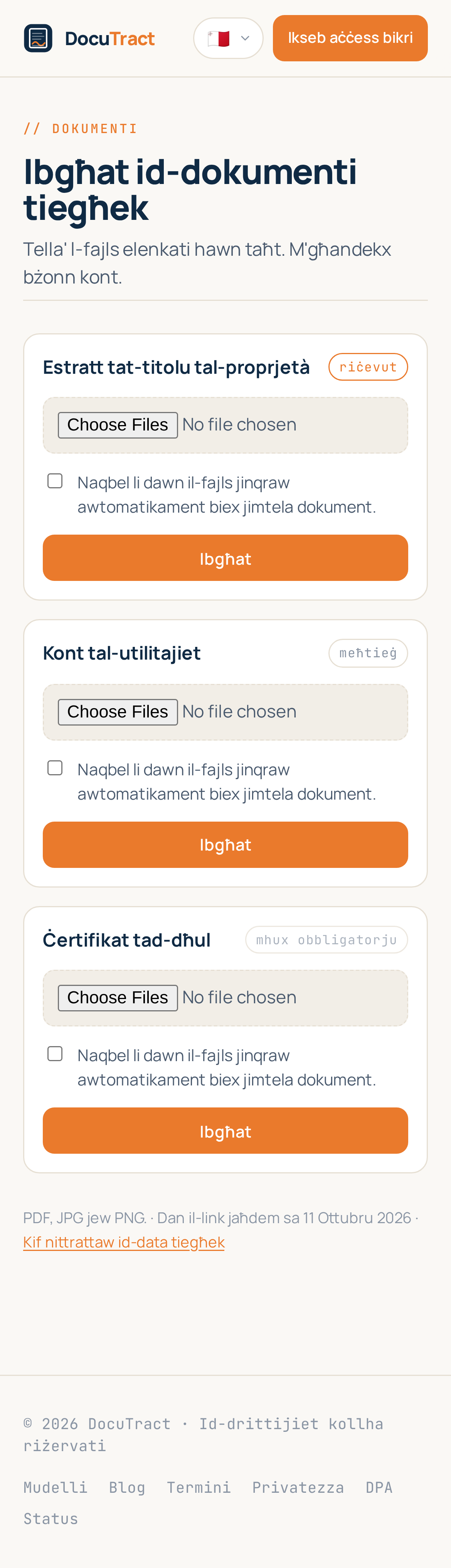 L-istess paġna fuq telefon