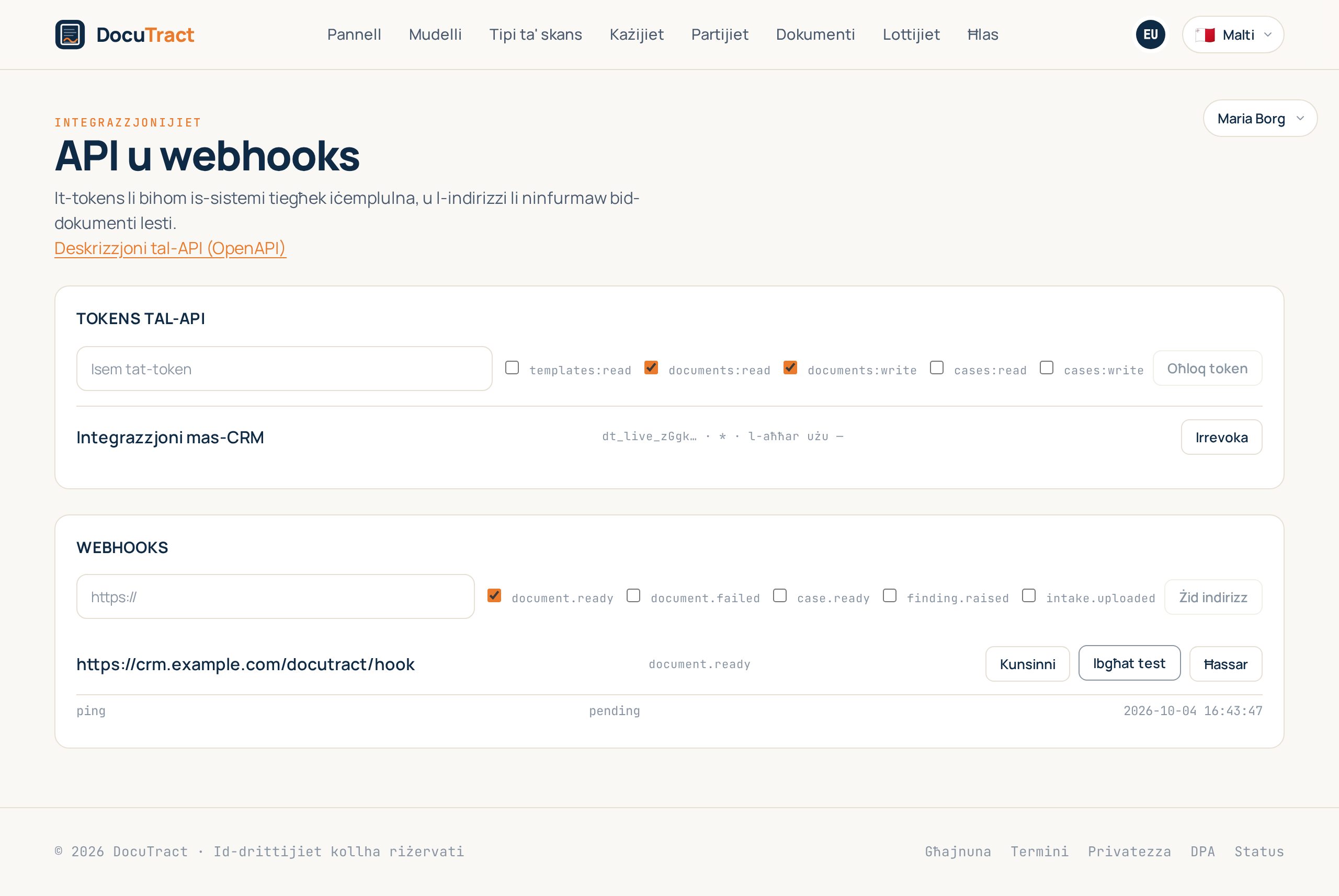 Ir-reġistru tal-kunsinni ta' indirizz tal-webhook: avvenimenti, tentattivi u kodiċijiet ta' tweġiba