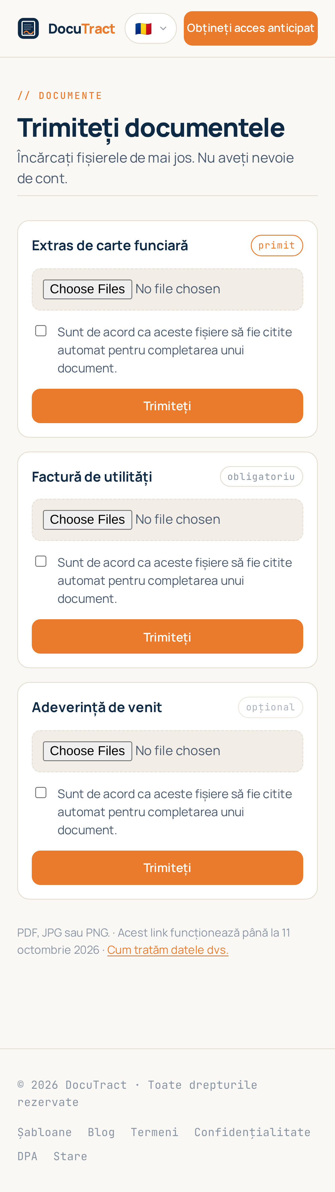 Aceeași pagină pe un telefon