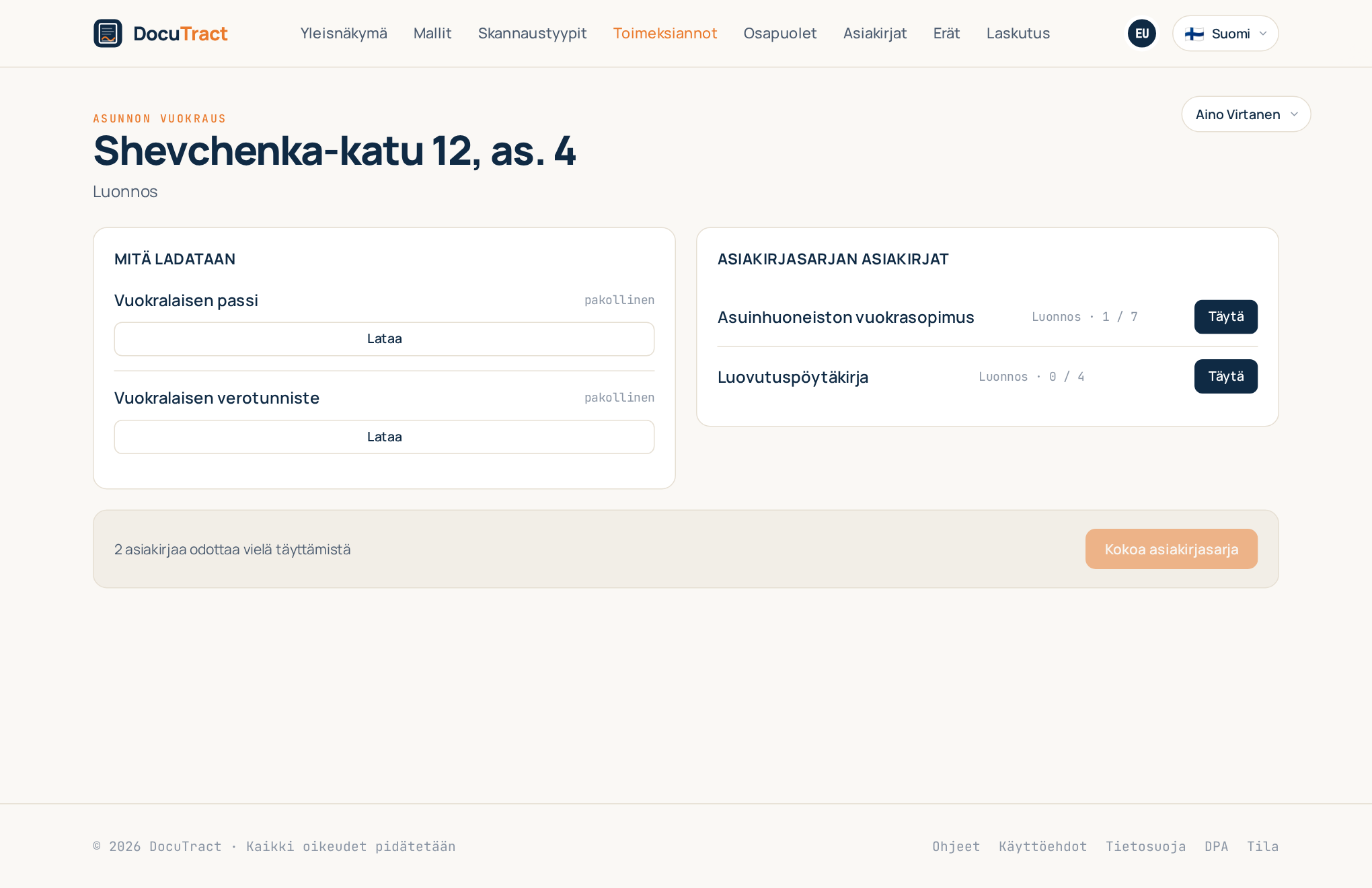 Toimeksianto: yhteiset skannaukset ja asiakirjasarjan asiakirjat