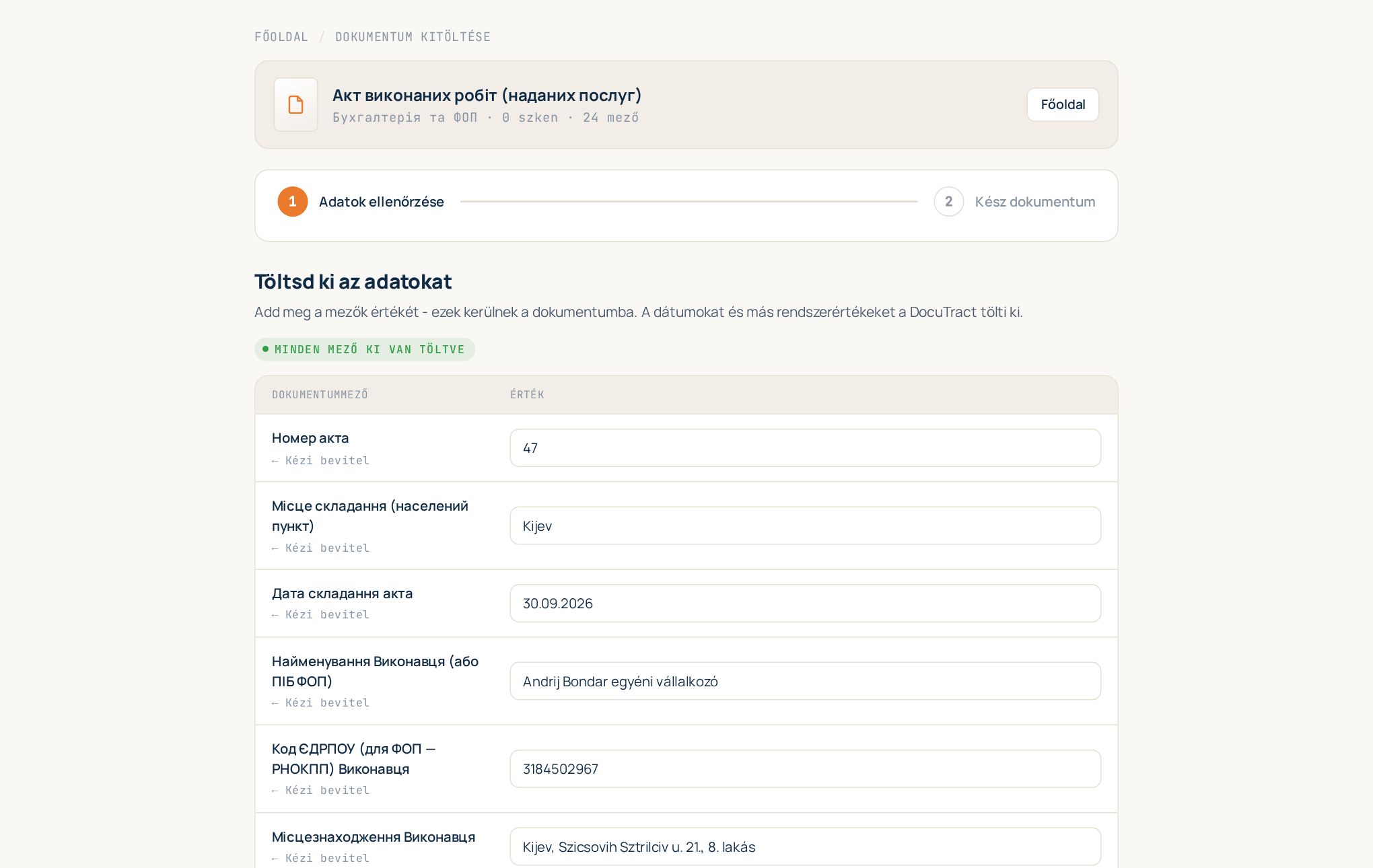 Online kitöltés egy katalógusoldalról indítva