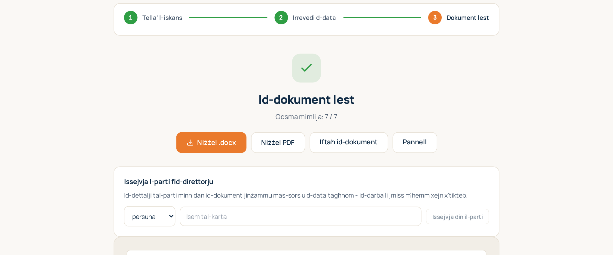 Pass 3: id-dokument lest bid-dehra minn qabel tiegħu u l-buttuni tat-tniżżil